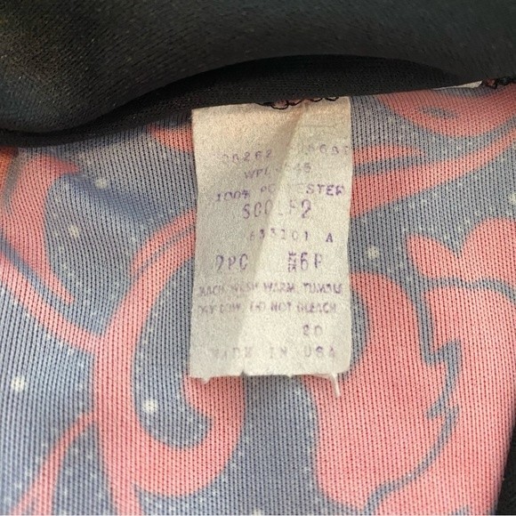 Blair 2 Piece Jacket Skirt Black Red Silver Floral Abstract Career Evening SZ 6P - Picture 12 of 12